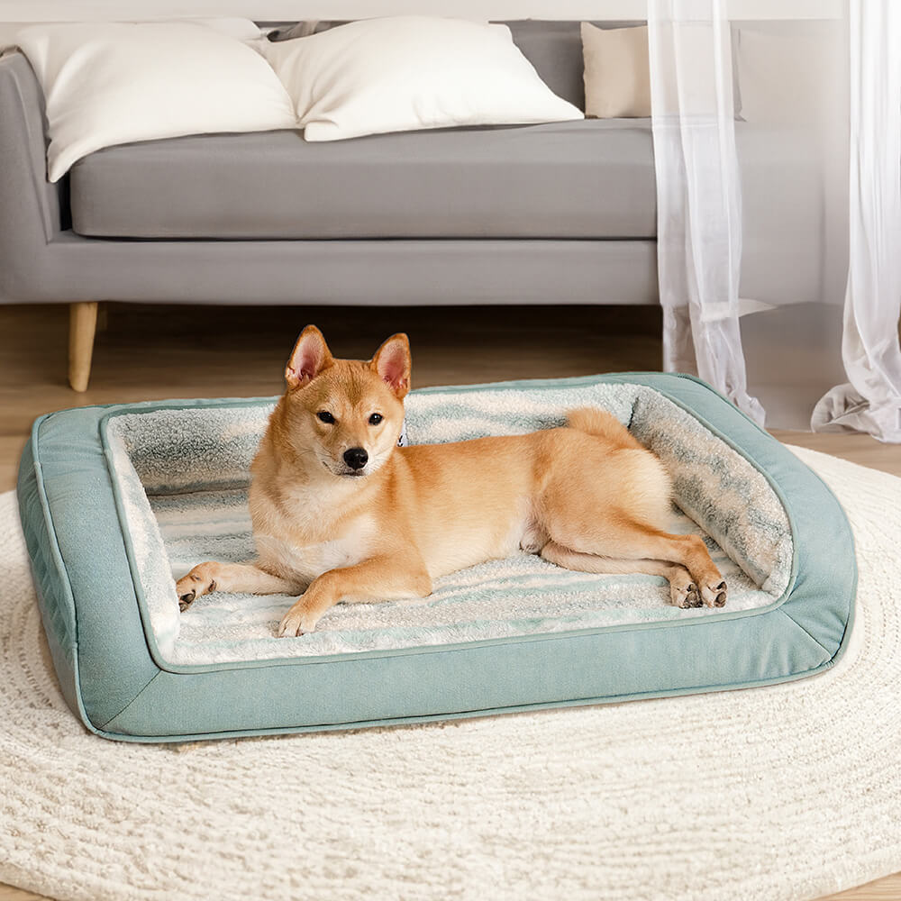 Estilo moderno falso de cordero acogedor acogedor sofá de perro ortopédico cama