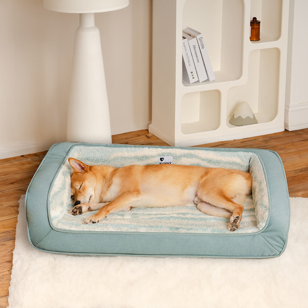 Estilo moderno falso de cordero acogedor acogedor sofá de perro ortopédico cama