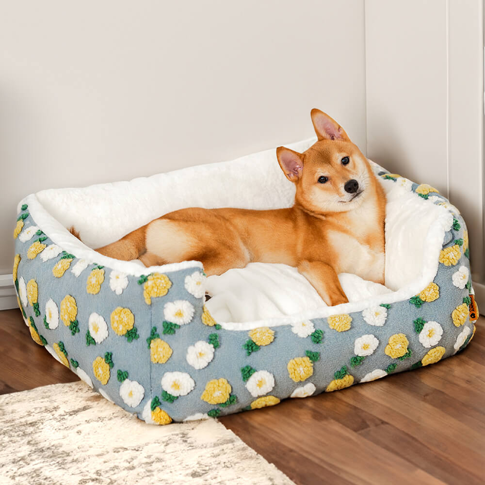 Cama ultra acogedora de lana hecha a mano de lana y gato