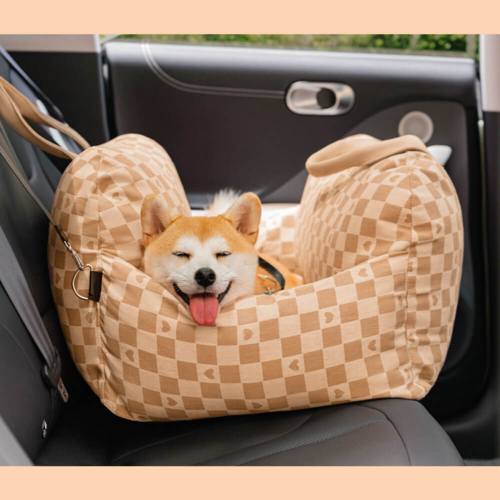 Camilla de asiento de automóvil para perros vintage corazón