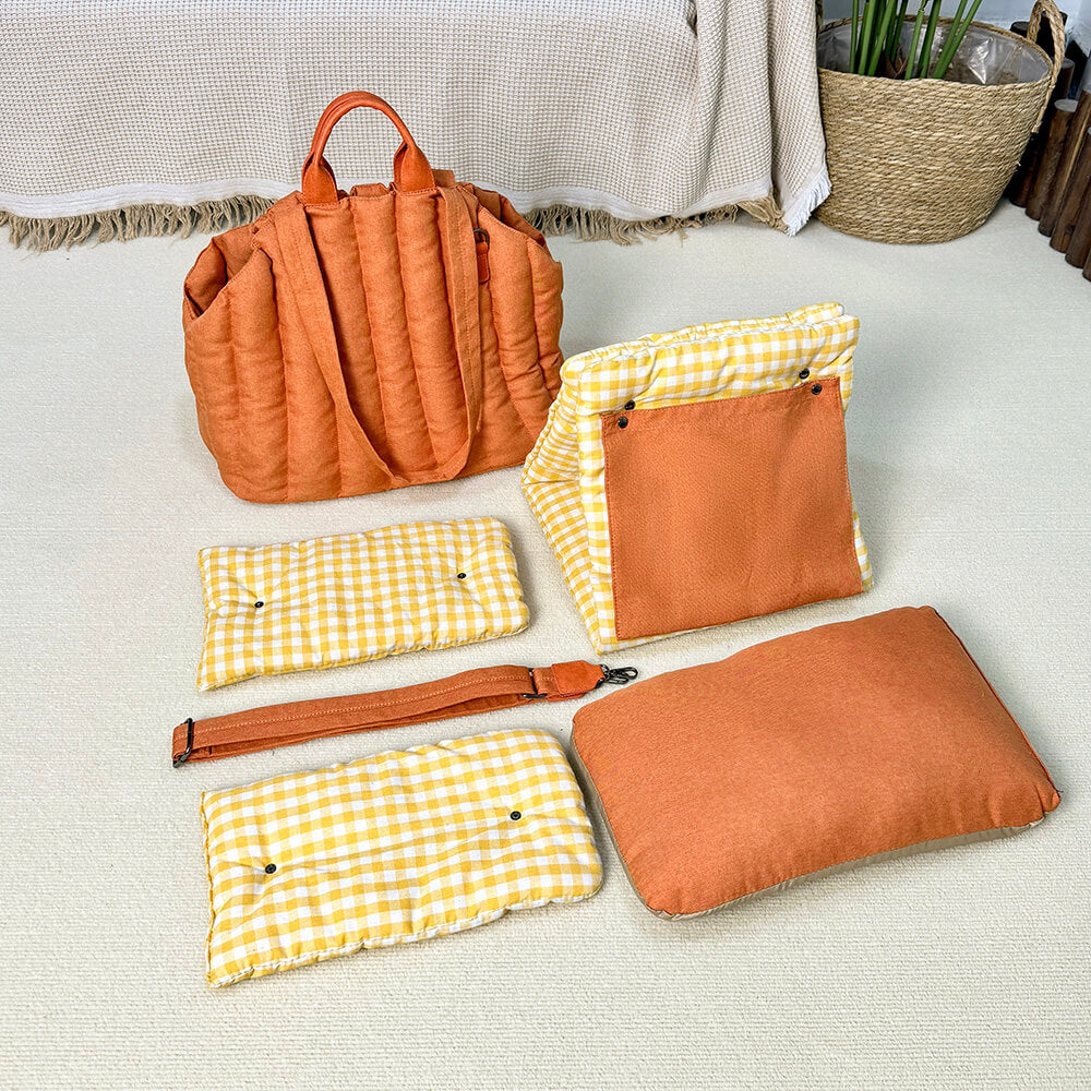 Bolsa portadora de perros y gatos multipropósito portátiles de gingham