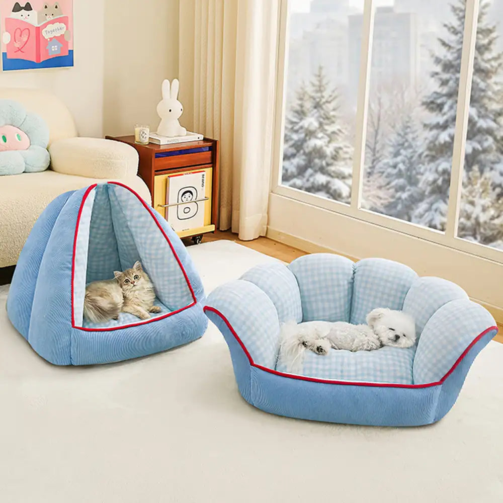 Multifunctional Semi-Enclosed Cave Dog Bed Warming Pet Bed