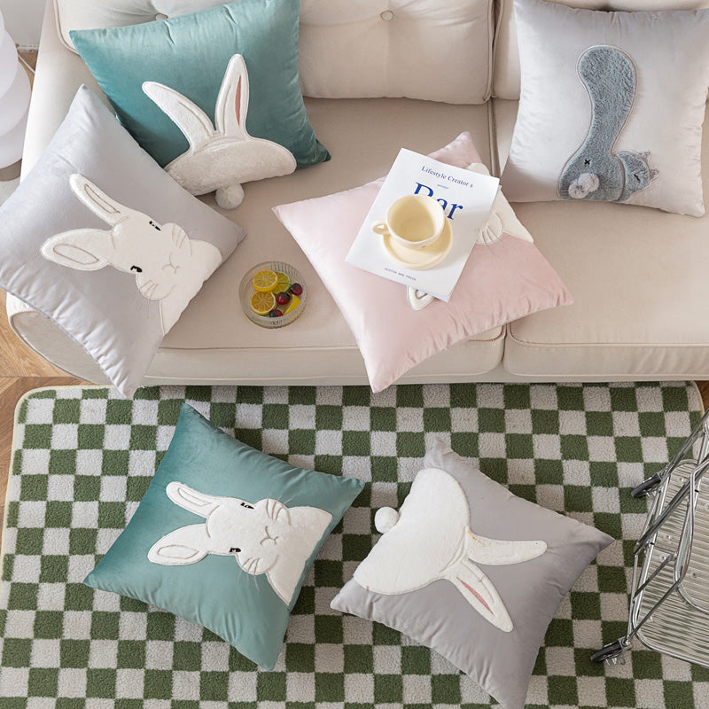 Almohada de sofá de terciopelo de conejo
