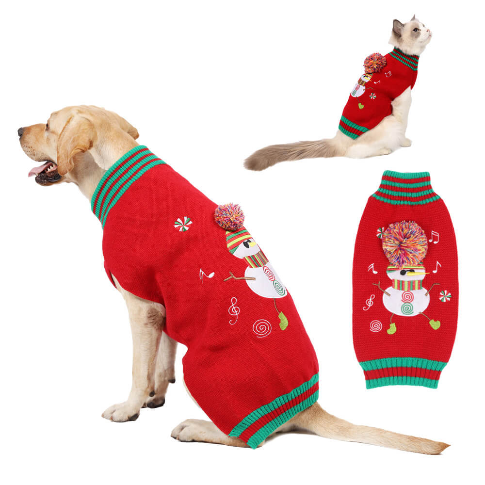 Pull chaud en tricot à col roulé pour chien et renne de Noël