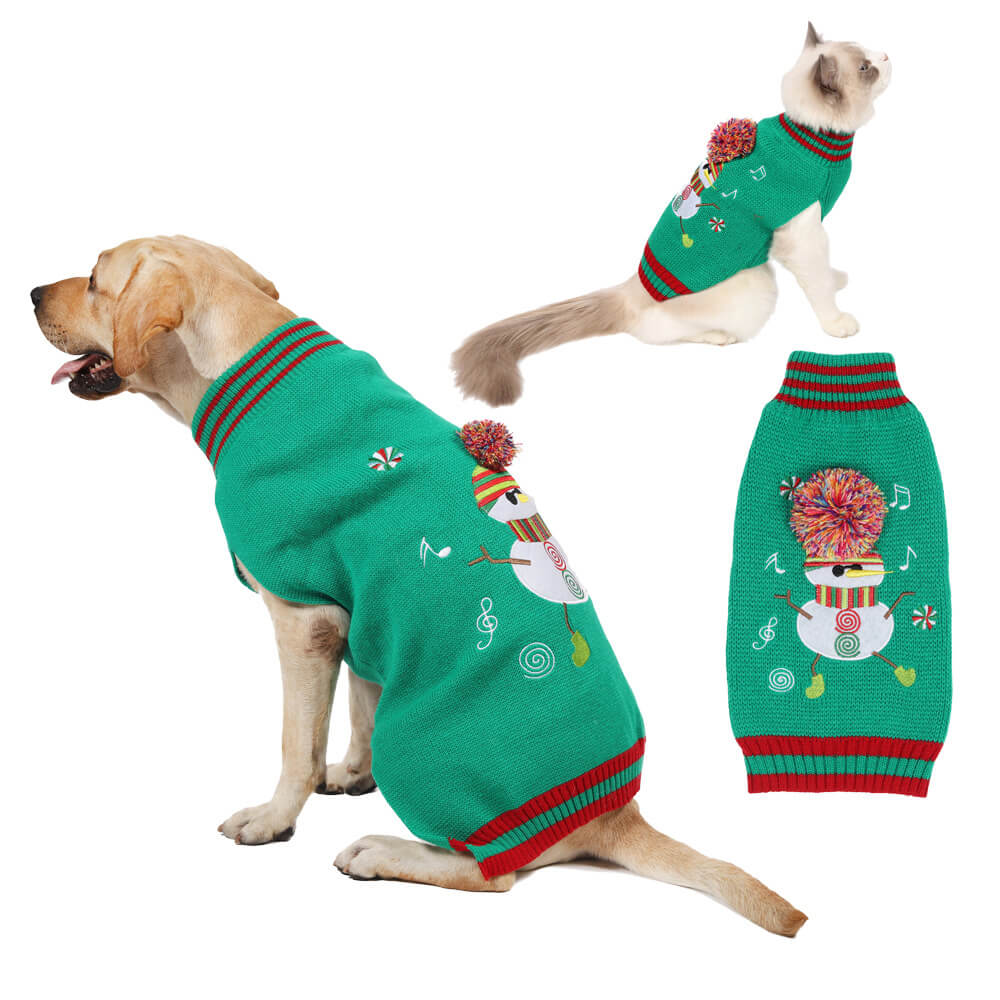 Pull chaud en tricot à col roulé pour chien et renne de Noël