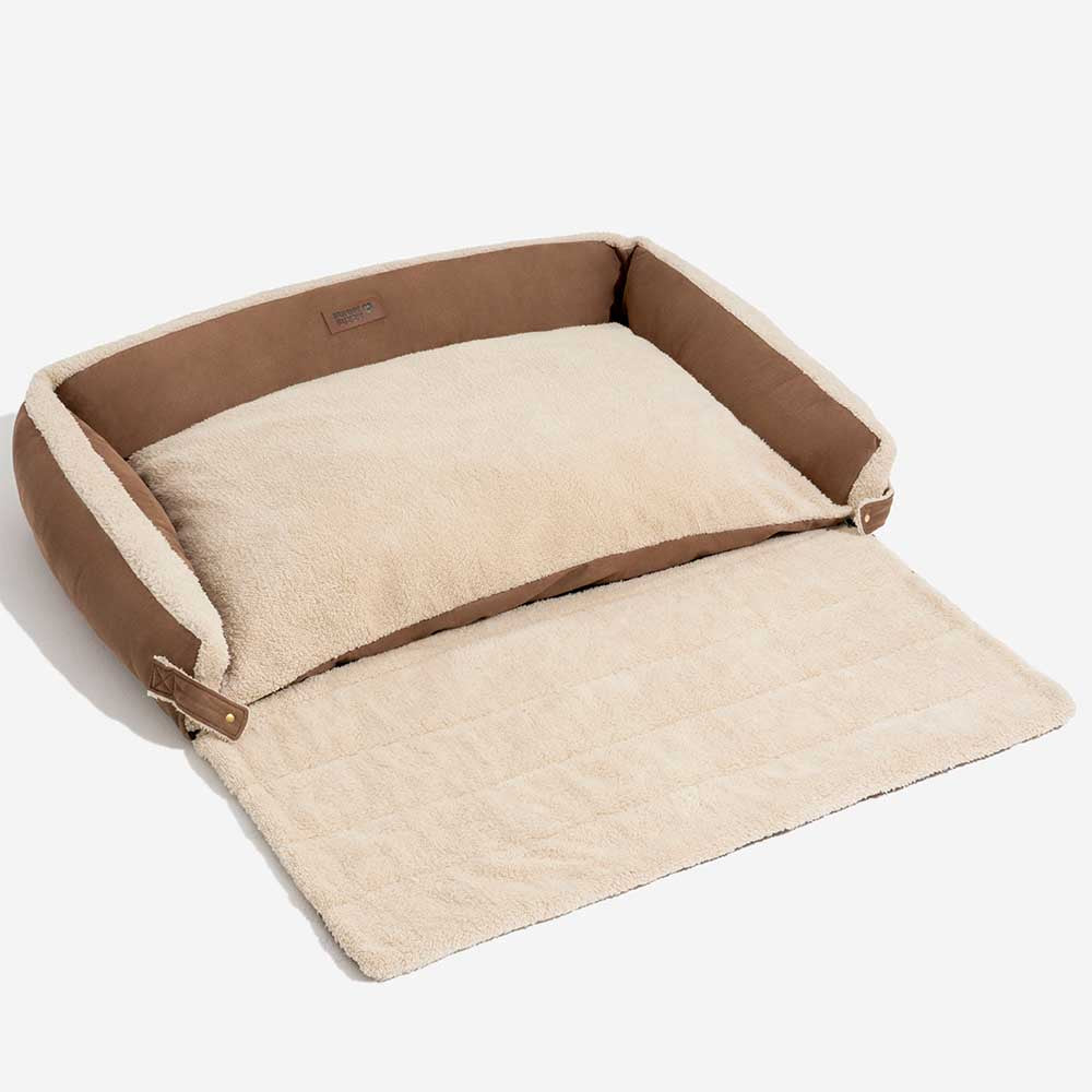 Cama de perros ergonómica de perros ergonómica elegible y expansible - Patillas tranquilas