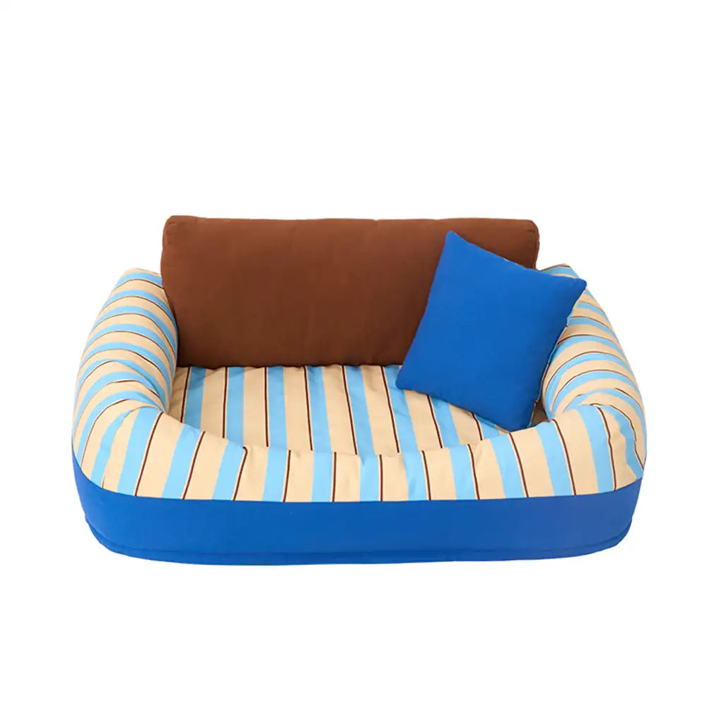 Trendy Striped Cozy Orthopedic Dog Sofa Bed - Snug Couch