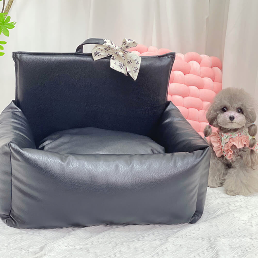 Cama de perros de cachorros antideslizadores de cuero floral de forma floral vintage