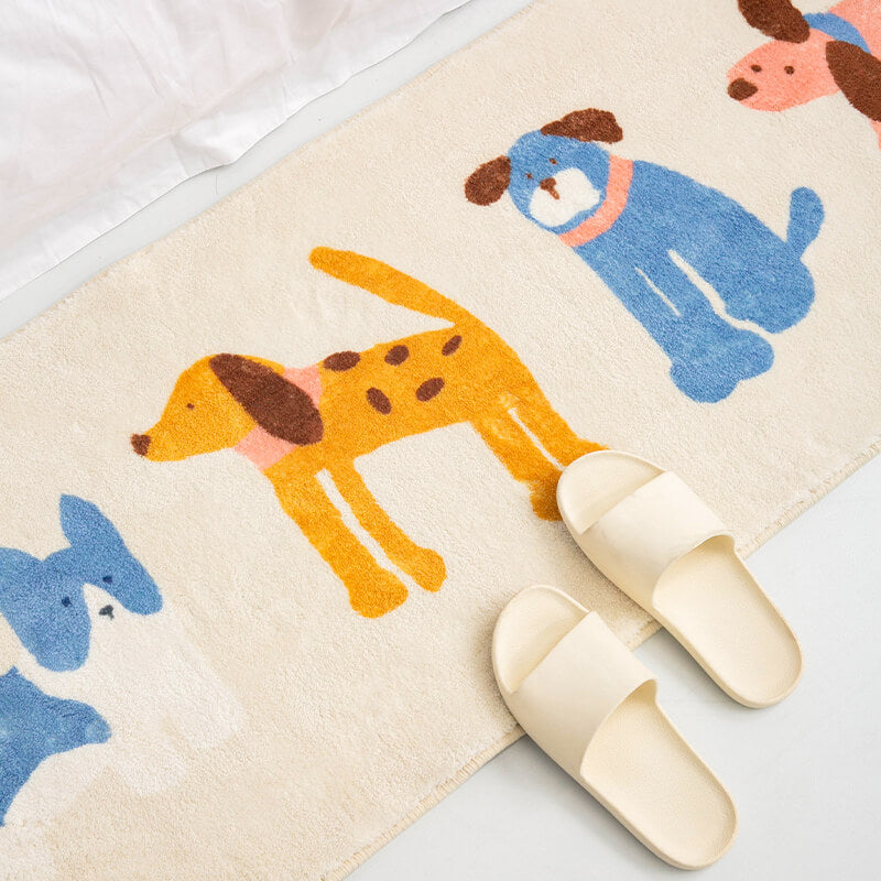Adorable gato y patrón de perros alfombra de cabecera