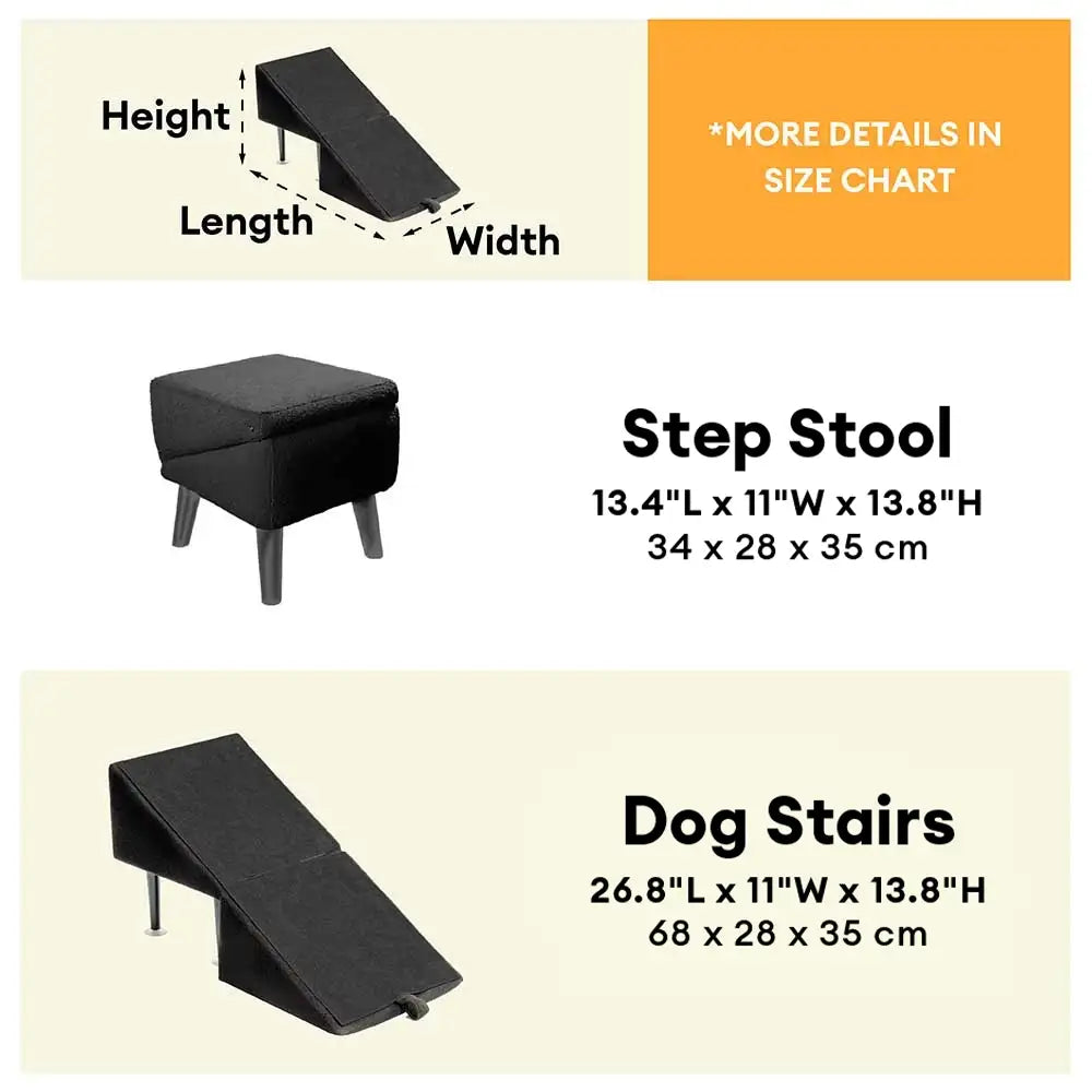 Paso de madera convertible 2 en 1 taburete de rampa para perros