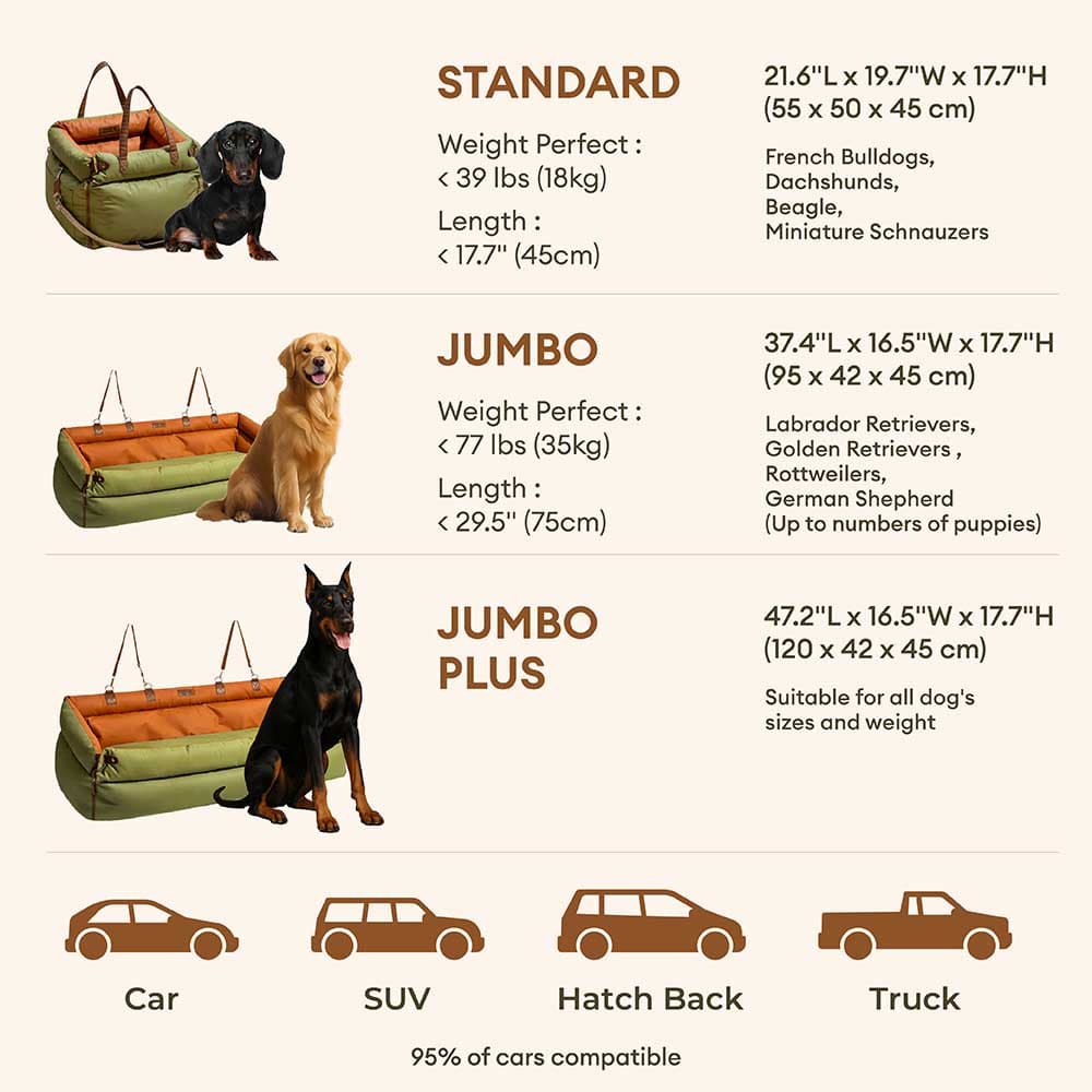 Cama de refuerzo de asiento para perros de cuero para perros de lujo - Voyager urbano