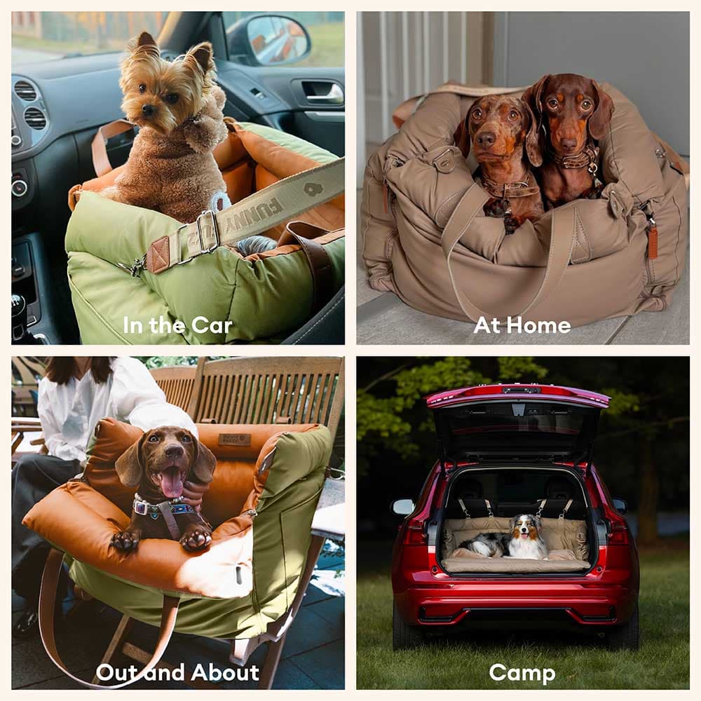 Cama de refuerzo de asiento para perros de cuero para perros de lujo - Voyager urbano