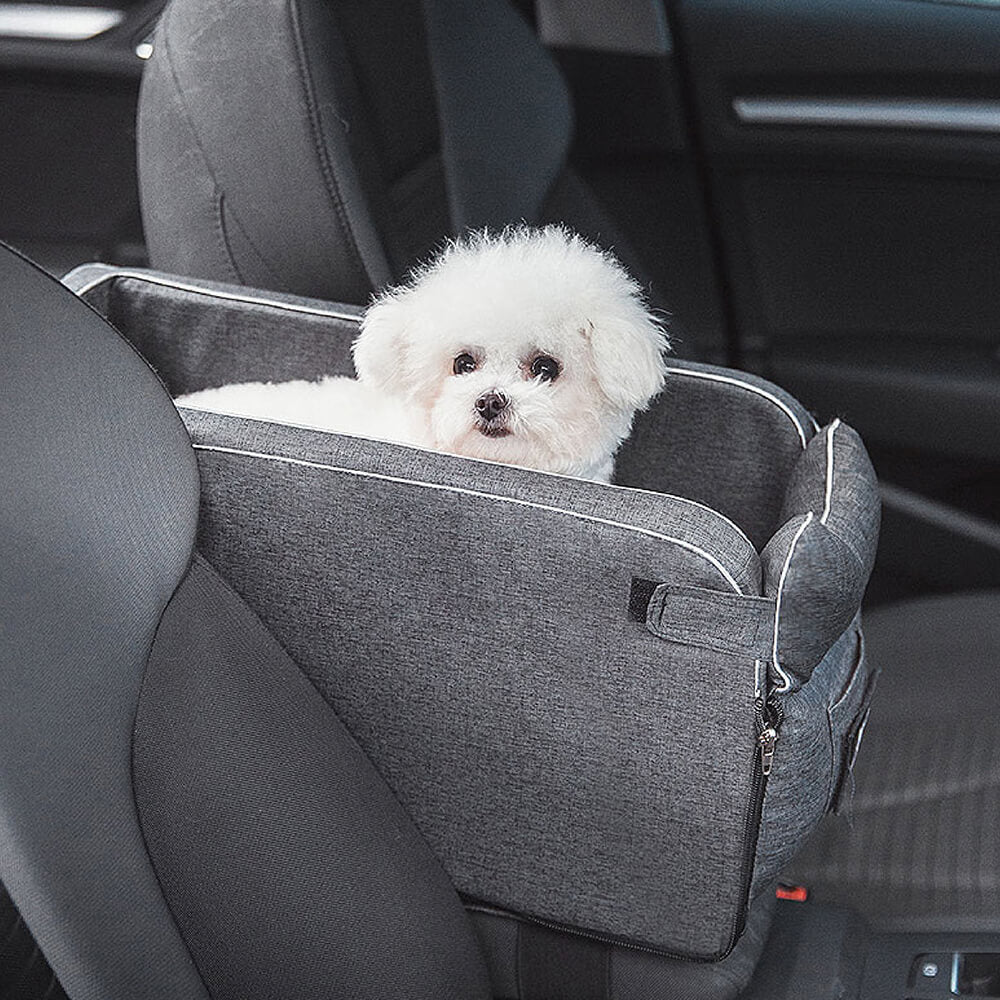 Asiento de auto para mascotas de consola de miradas de gamuza