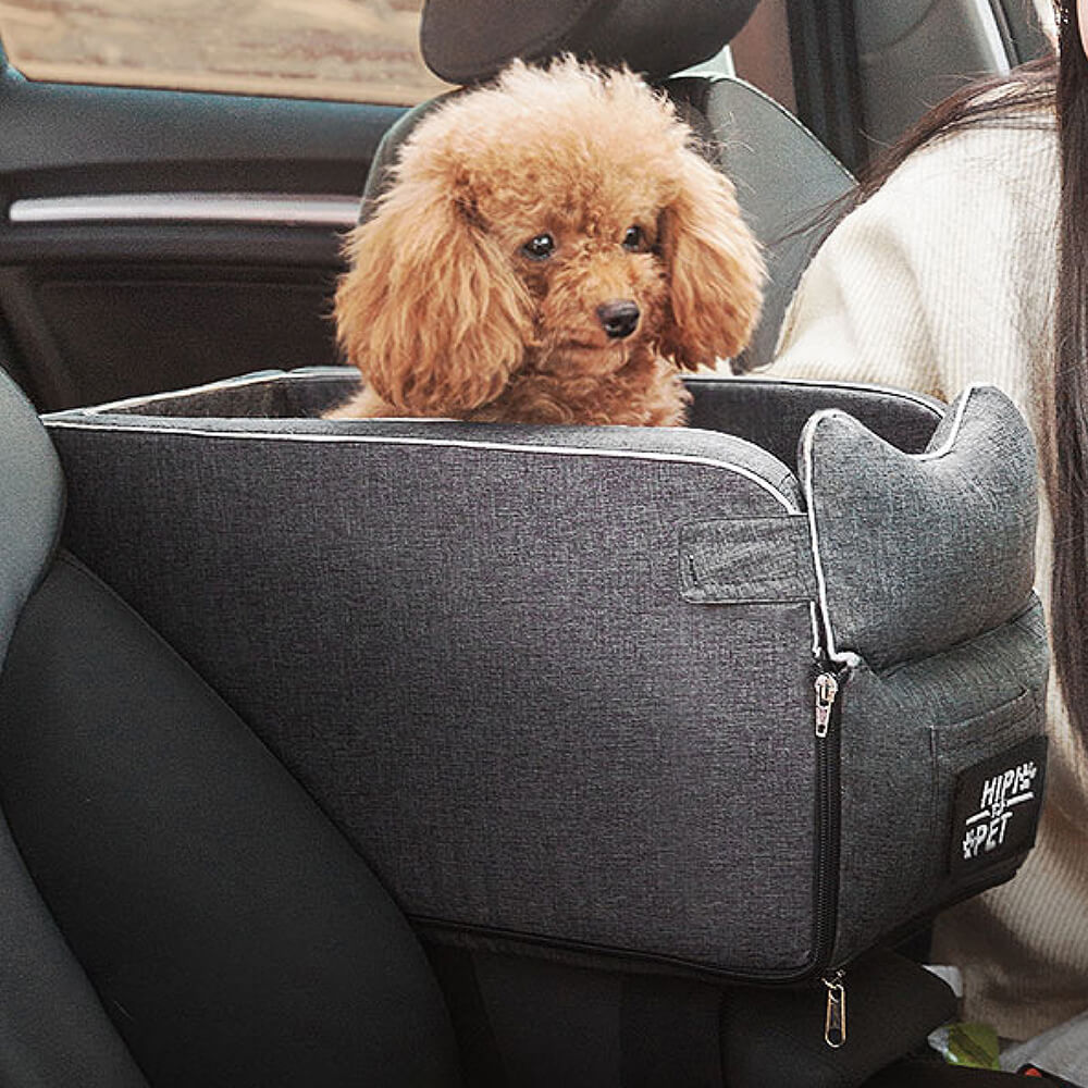 Asiento de auto para mascotas de consola de miradas de gamuza