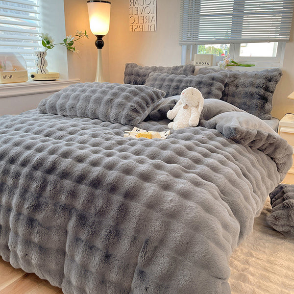 Confort hinchado Faux Faux Rabbit Fur Sedes de cama de piel