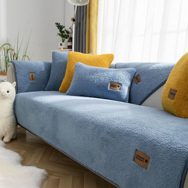 Impermeable grueso Fuzzy Faux Sherpa Fleece No-Slip Couch Couch Cover Protector