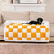 Housse de protection pour meubles, tapis confortable à carreaux carrés crème pour chien