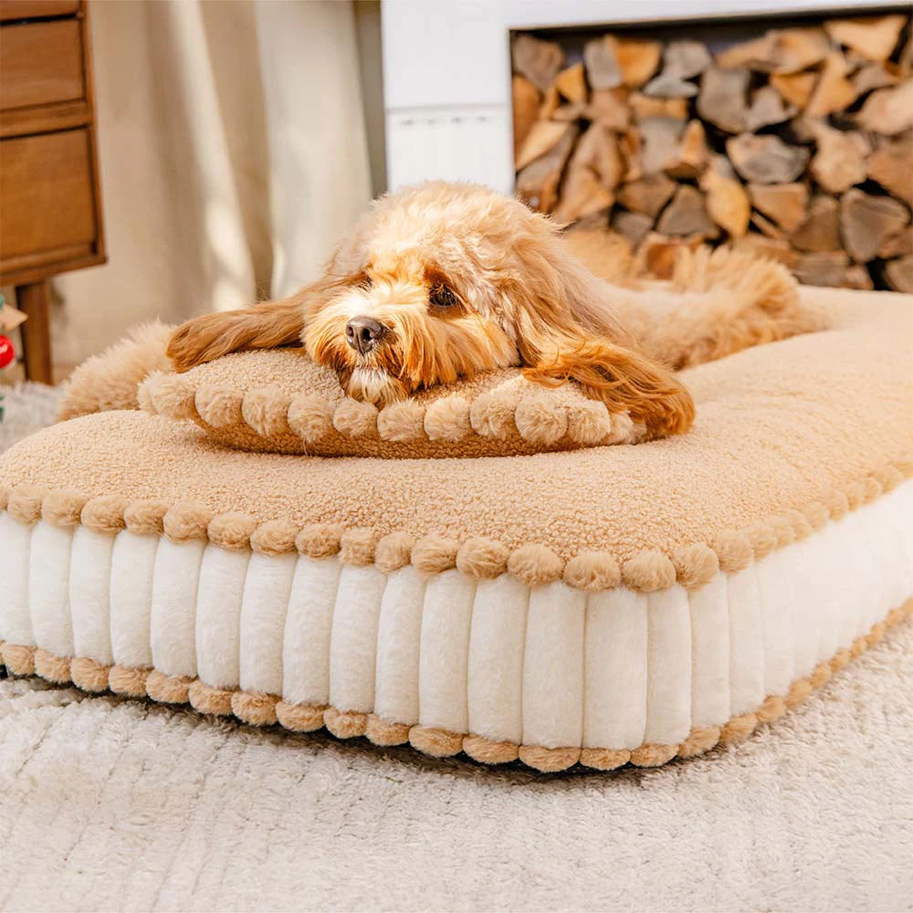 Comfy Plush Biscuit-Inspired Orthopedic Dog Bed with Pillow – SweetNap