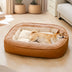 Cama de perros de soporte completo resistente a los arañazos de cuero no resistente al agua