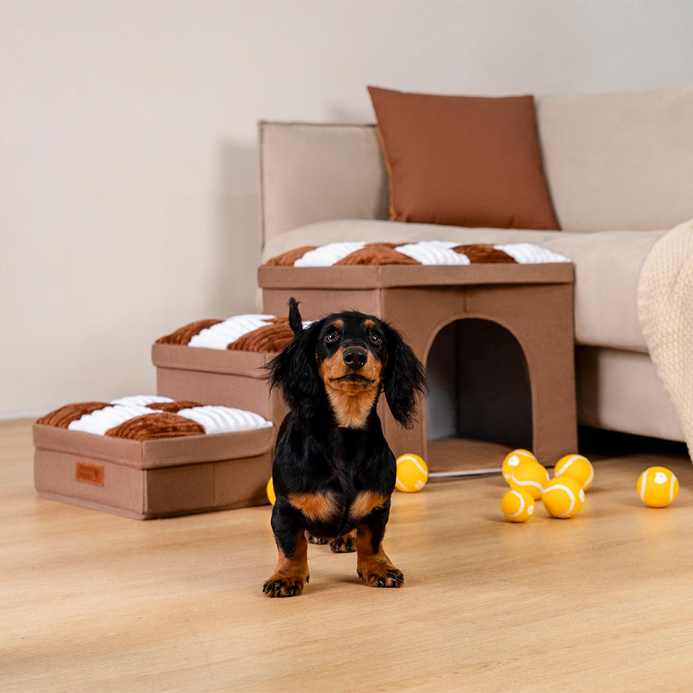 Escaleras para perros hechas a mano con almacenamiento y condominio - Napsteps