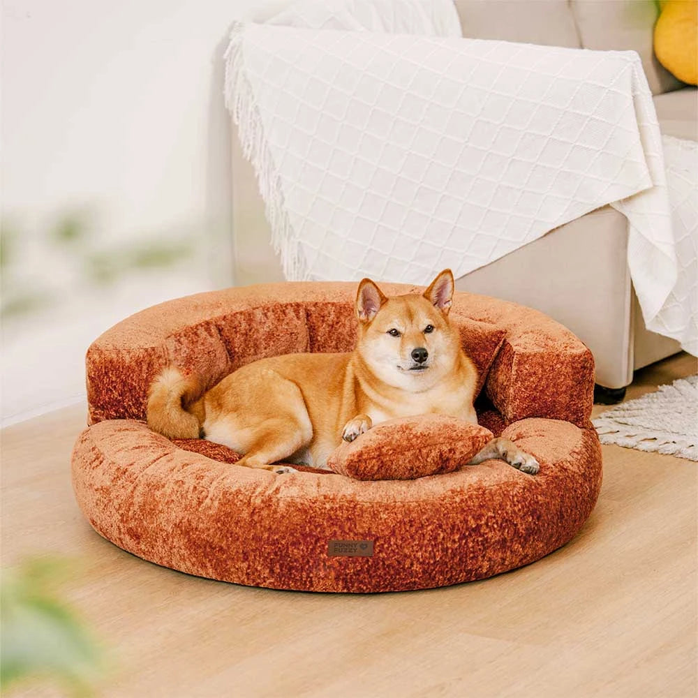Luxe Diamond Velvet Removable Orthopedic Donut Dog Bed With Pillow - DreamNest