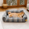 Plush Warmth Stripe Foldable Washable Dog & Cat Sofa Bed - MochaSnug