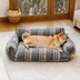 Plush Warmth Stripe Foldable Washable Dog & Cat Sofa Bed - MochaSnug