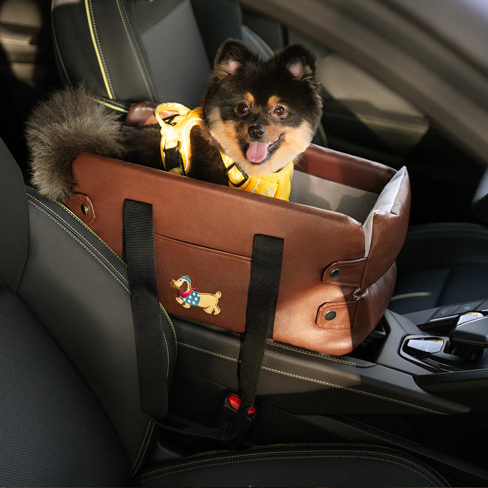 Asiento de auto para mascotas de la consola de mascotas de cuero de forma portátil Faux