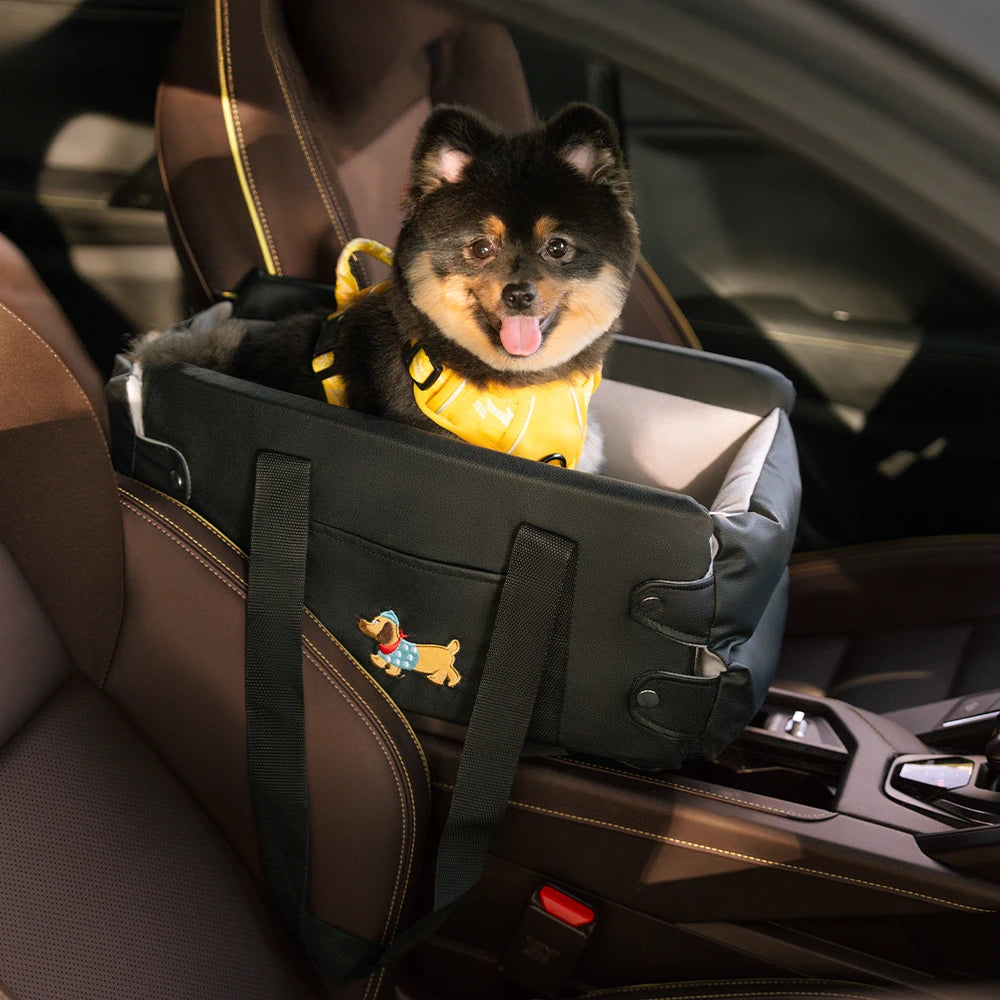 Asiento de auto para mascotas de la consola de mascotas de cuero de forma portátil Faux