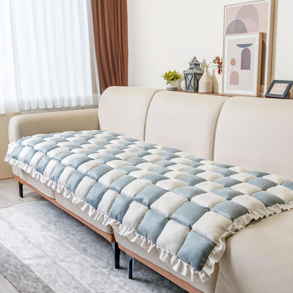 Cubierta de sofá de protector de muebles para mascotas a cuadros a cuadros