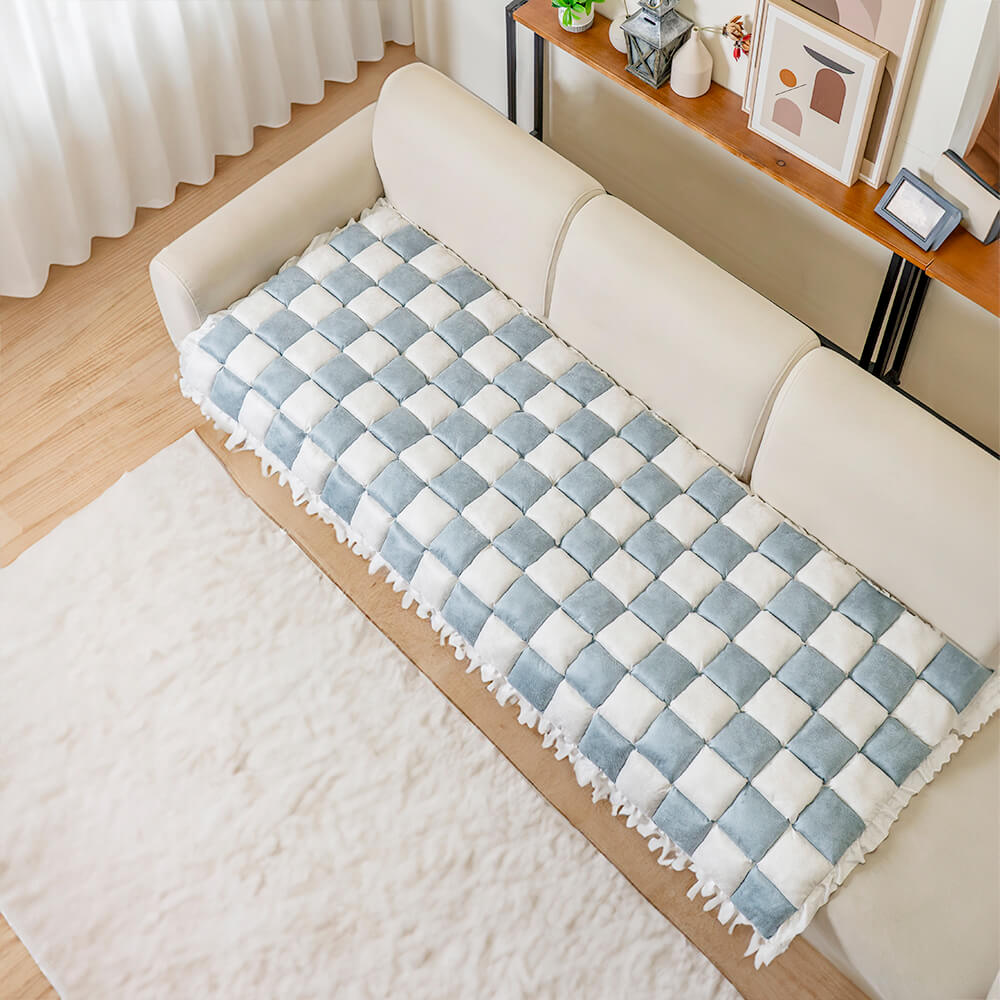 Cubierta de sofá de protector de muebles para mascotas a cuadros a cuadros