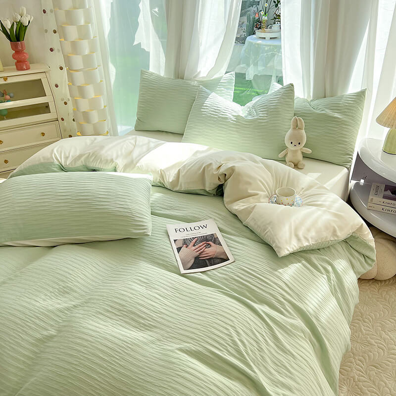 Seersucker sólido para todas las estaciones <tc>Color</tc> Juego de sábanas Comfort Bed