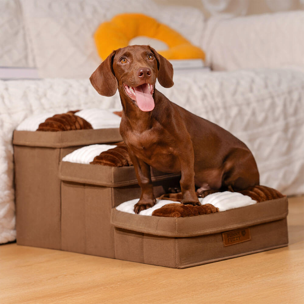 Escaleras para perros artesanales a cuadros con almacenamiento - multifuncional y plegable