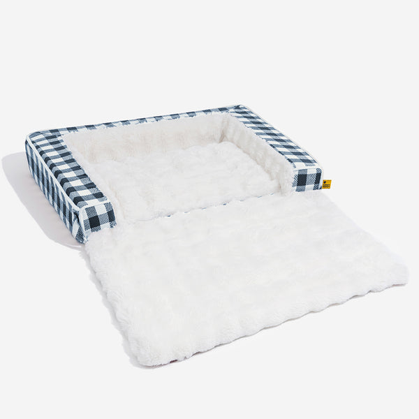 Cama clásica de perros ergonómico a cuadros a cuadros - expandible lavable