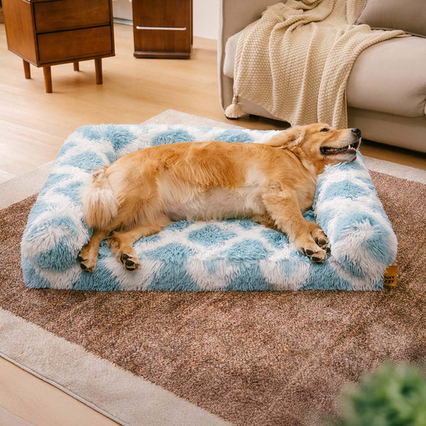 Cama clásica de sofá para perros a cuadros a cuadros - Comodidad acogedora