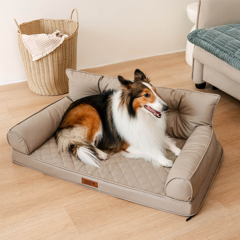 Luxe Faux Faux Leatht ortopedic ortopedic Bed de perros grande - Corelounge