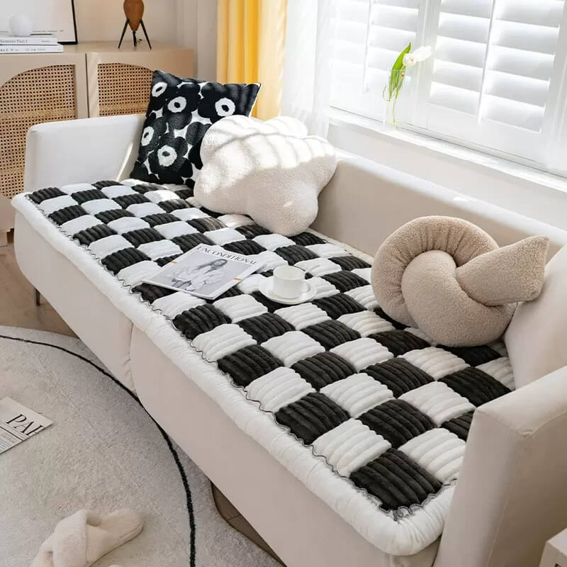 Cubierta de sofá de protector de muebles para mascotas a cuadros a cuadros