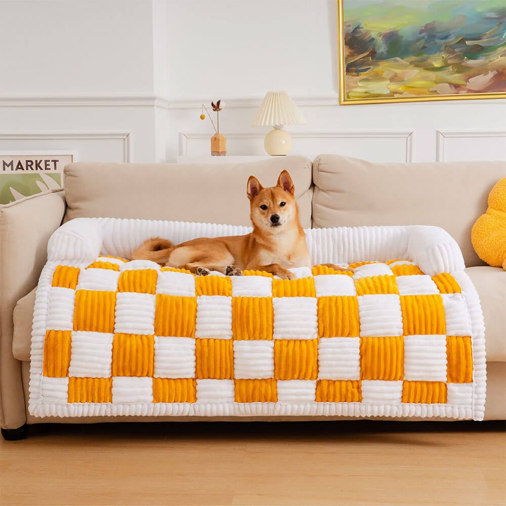 Cubierta de sofá de protector de muebles para mascotas a cuadros a cuadros
