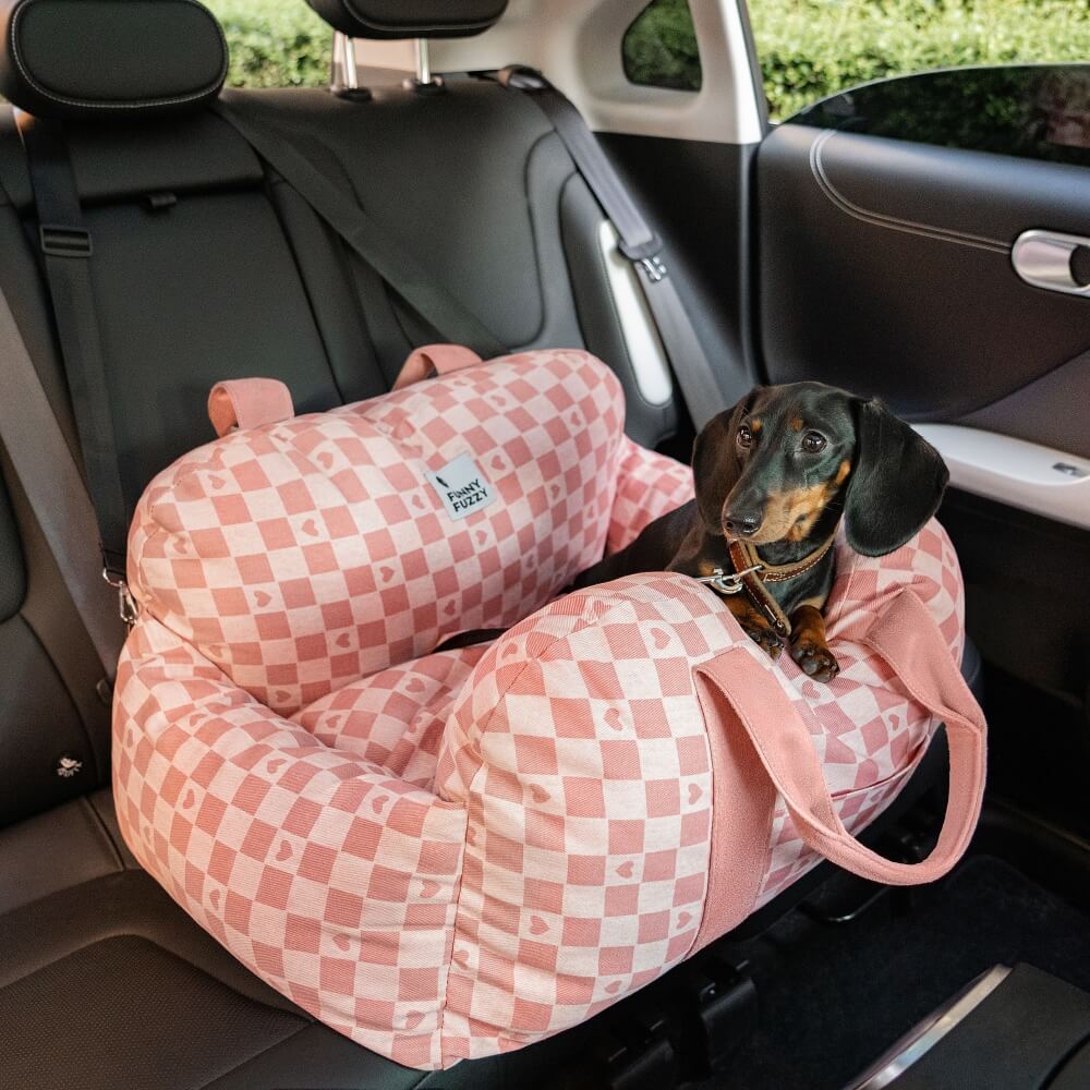 Camilla de asiento de automóvil para perros vintage corazón