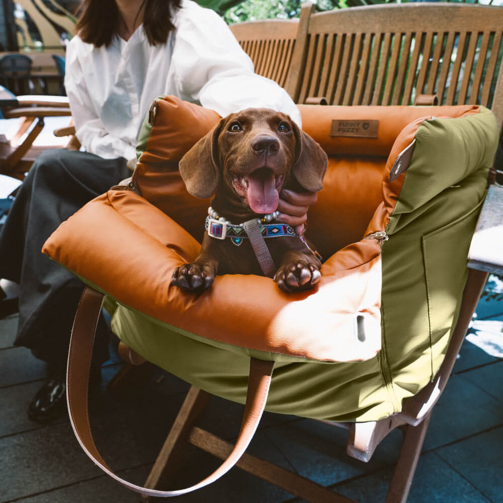 Cama de refuerzo de asiento para perros de cuero para perros de lujo - Voyager urbano