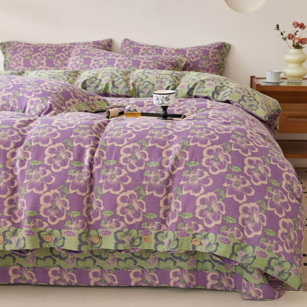 Double-Layer Cotton Yarn-Dyed Comfortable Stylish Bed Sheet Set