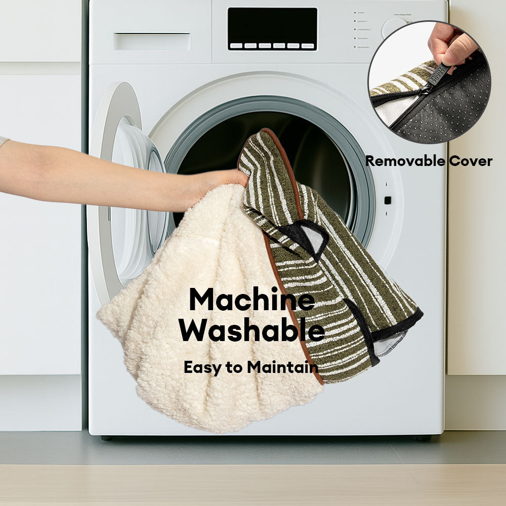 Plush Warm Stripe Orthopedic Dog & Cat Sofa Bed With Pillows- Grove Couch