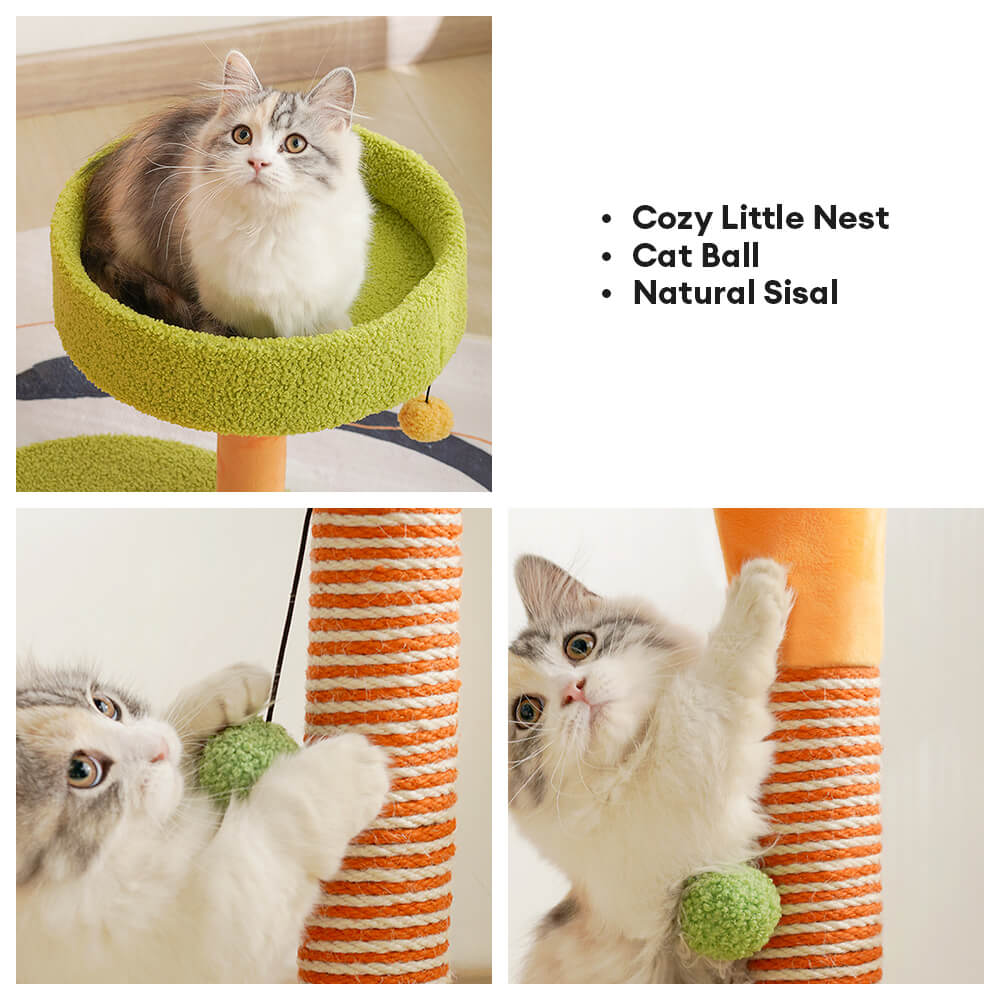 Plataforma de doble capa resistente a las zanahorias Sisal Small Cat Árbol