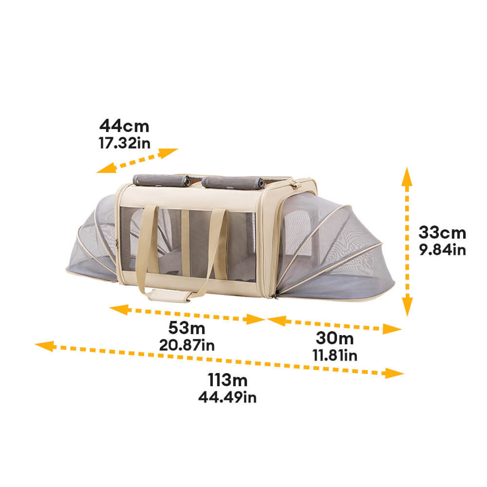حقيبة نقل حيوانات أليفة ذات حجرة مزدوجة قابلة للتوسع بحجم كبير جداً وقابلة للتنفس