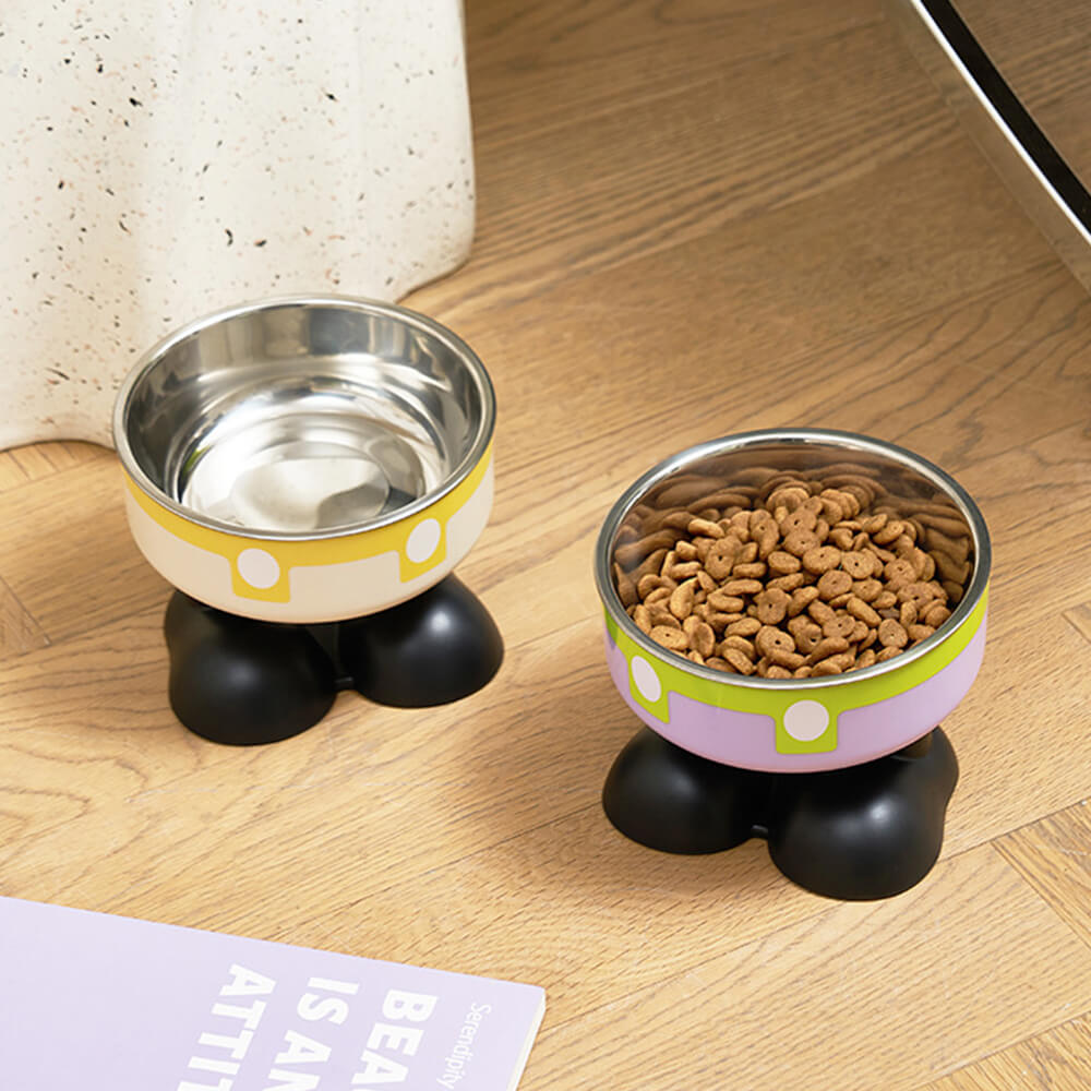 Fun Overalls Design Non-Slip Elevated Large Capacity Dog & Cat Bowl