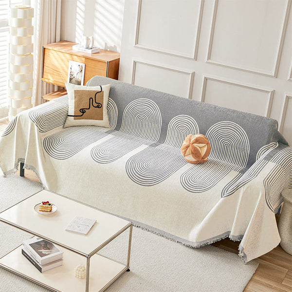 Geometric Pattern Reversible Chenille Throw Couch Cover