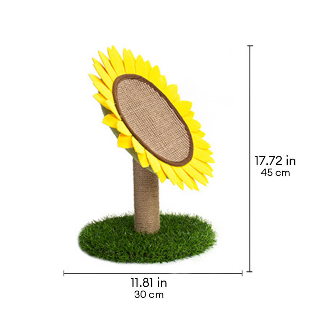 لوح خدش للقطط من سيزال على شكل زهرة دوار الشمس مع قاعدة ك grass ثابتة