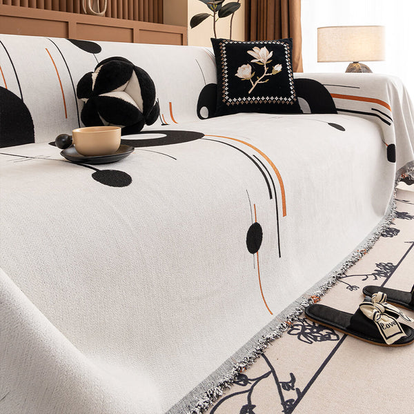 Modern Planet Cup Style Cat-Friendly Chenille Throw Couch Cover