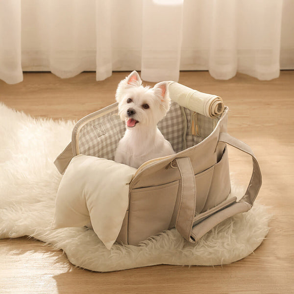Bolso elegante para perros y gatos de viaje a cuadros a cuadros