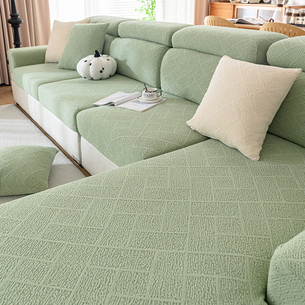 Diamond Jacquard Plush cubierta del sofá de cubierta completa